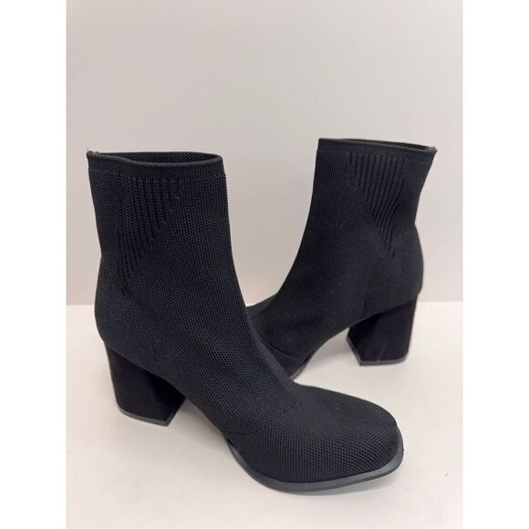 MIA Stretch Boots Size 8 Black Block Heel Ankle Booties Pull On Style NEW - Picture 6 of 9